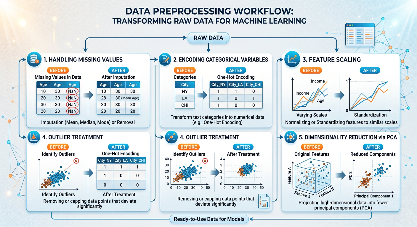 Professional textbook illustration of data mining model governance framework. Clean modern infographic style. Blue and orange color scheme. Circular governance cycle diagram with six segments labeled Model Development, Validation and Testing, Bias Auditing, Regulatory Compliance Review, Deployment and Monitoring, and Retraining and Refresh, with icons for each stage and connecting arrows showing continuous cycle flow.
