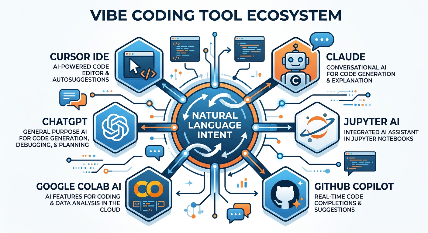 Professional textbook illustration showing a historical timeline of natural language programming from the 1960s to 2025. Key milestones are shown as icons on a horizontal timeline with blue markers and orange highlights at key inflection points including GPT-3 in 2020 and ChatGPT in 2022. Clean modern infographic style. Blue and orange color scheme.