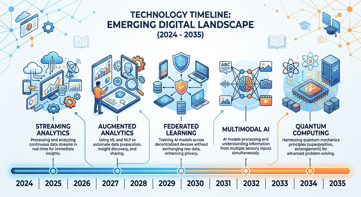 Professional textbook illustration of the future analytics talent skills landscape. Clean modern infographic style. Blue and orange color scheme. Radar chart showing relative importance of technical skills, communication, domain expertise, AI literacy, ethical reasoning, and strategic thinking for next-generation analytics professionals.