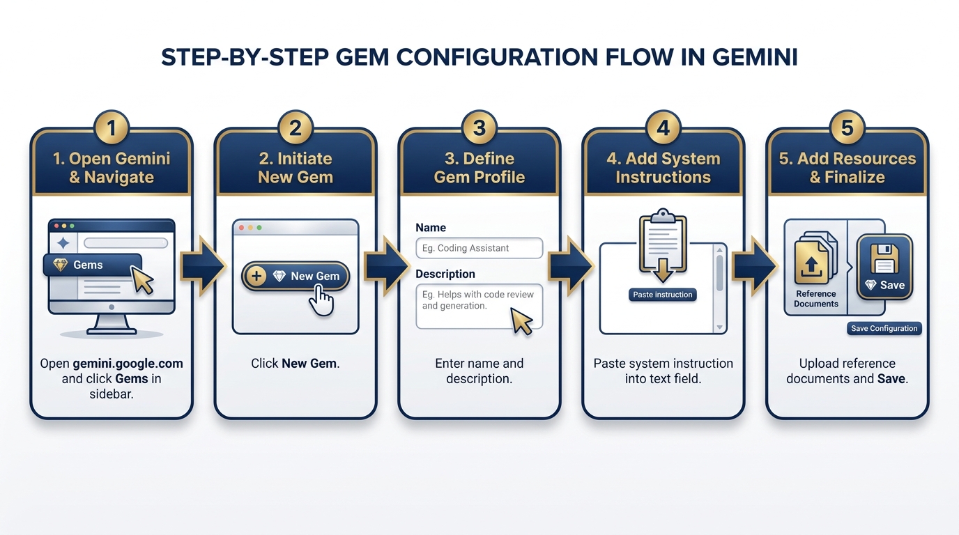 Step-by-step Gem configuration flow in Gemini