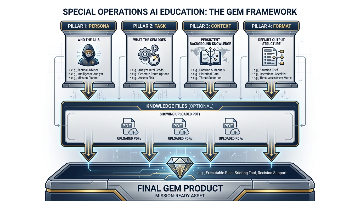 The four pillars of a Gem — Persona, Task, Context, Format