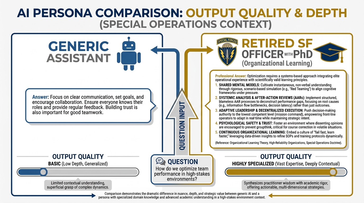 Same question, dramatically different outputs depending on persona