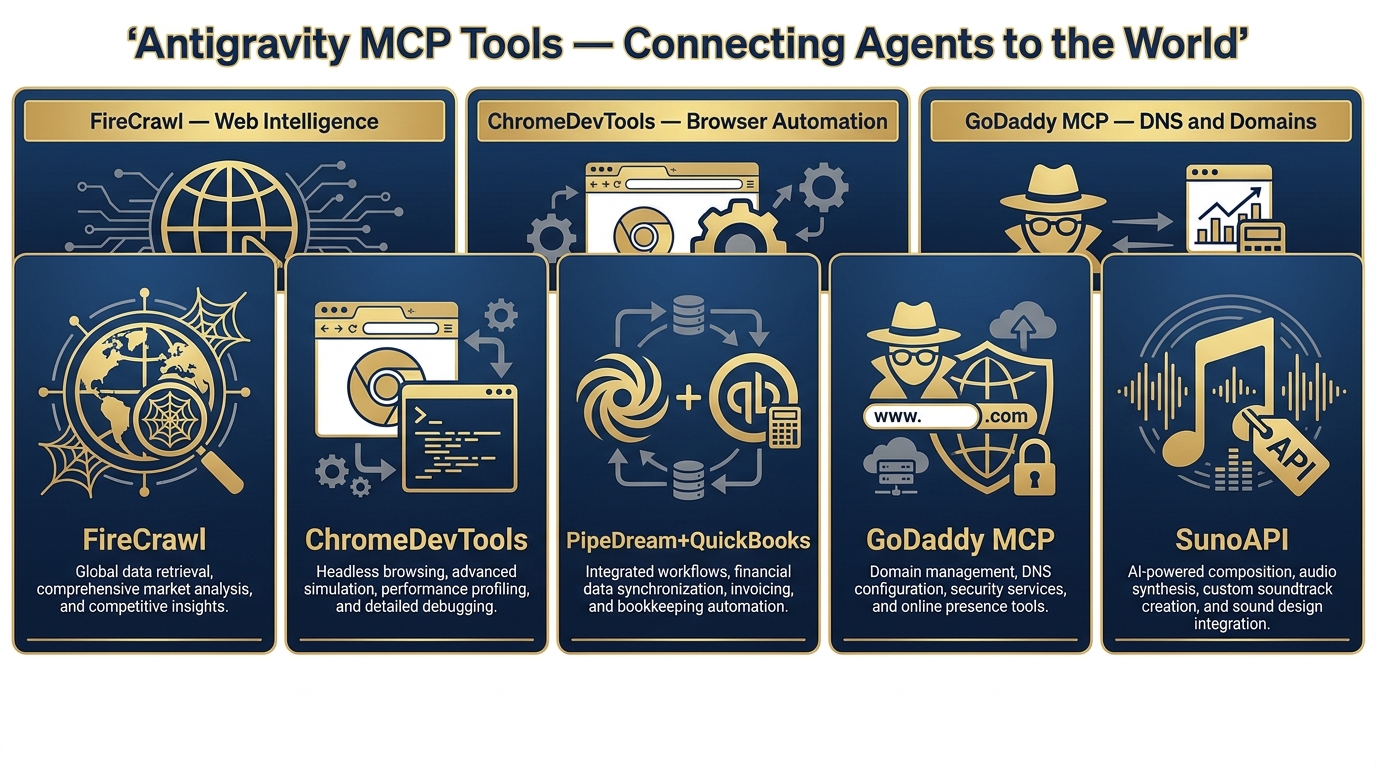All five Antigravity tools as a capability grid