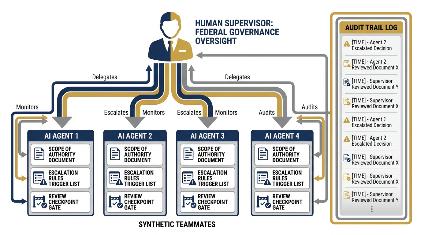 The supervision discipline — scope of authority, escalation rules, human review checkpoints