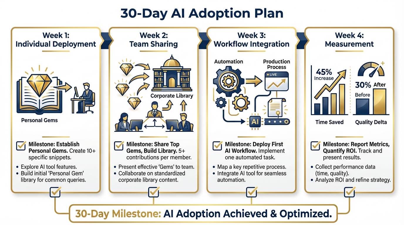 The 30-day AI adoption plan — four weeks, four milestones