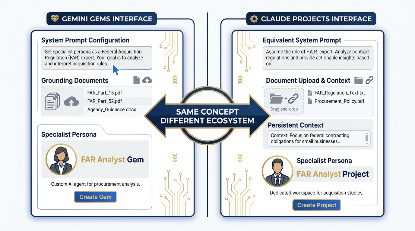 Claude Projects vs Gemini Gems — same concept, different ecosystem
